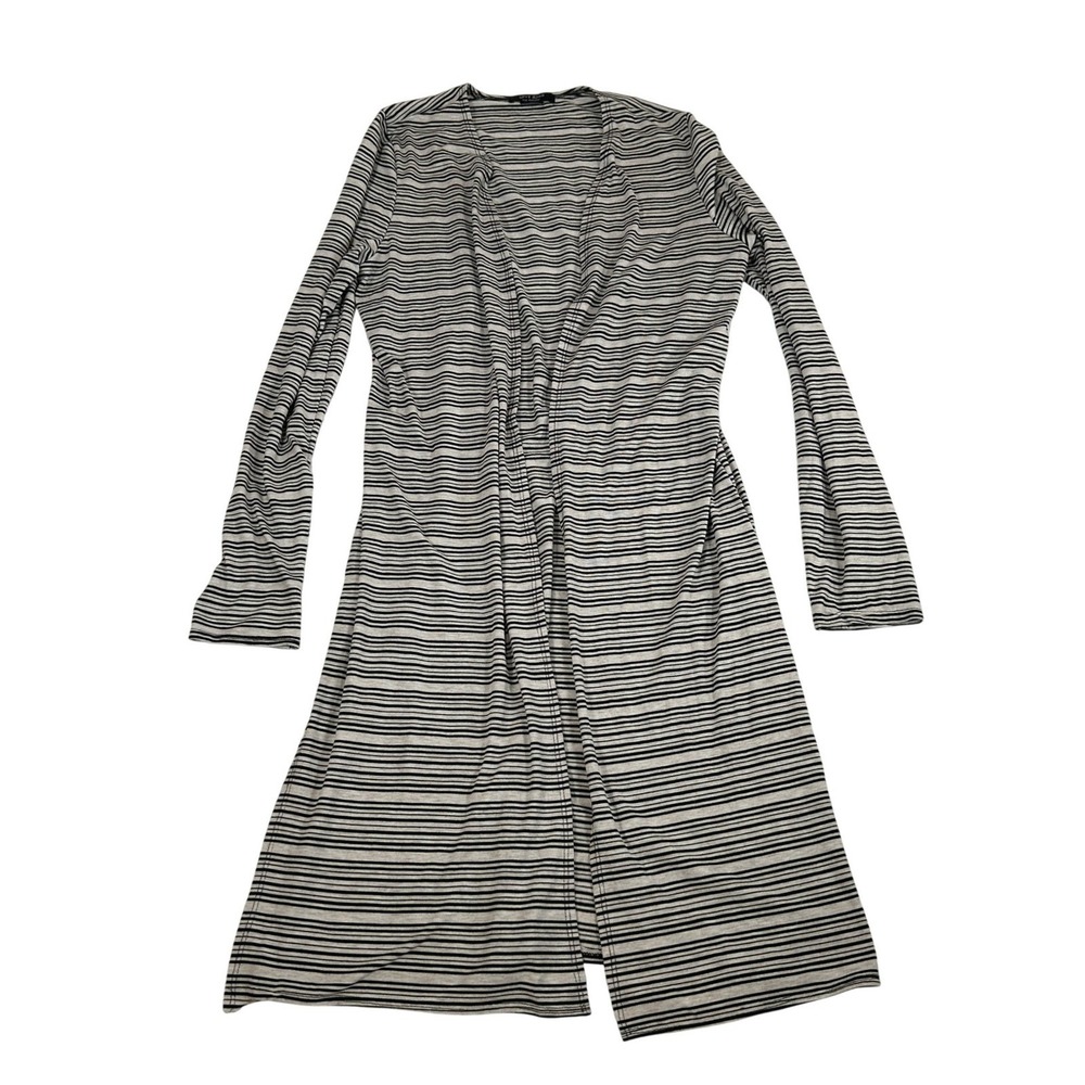 Love Ryan Los Angeles Striped Open Front Longline Cardigan Black Beige Mens M